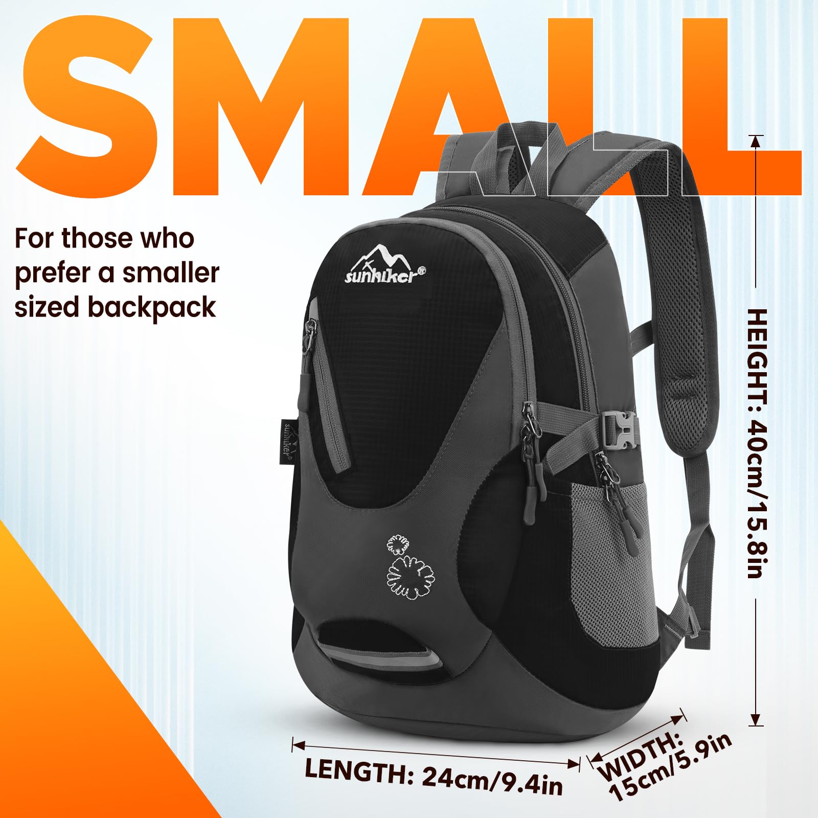Sunhiker Lightweight Water Resistant Cycling Hiking Backpack - Small Daypack for Outdoor Travel, Camping & Daily Commute - Model M0714