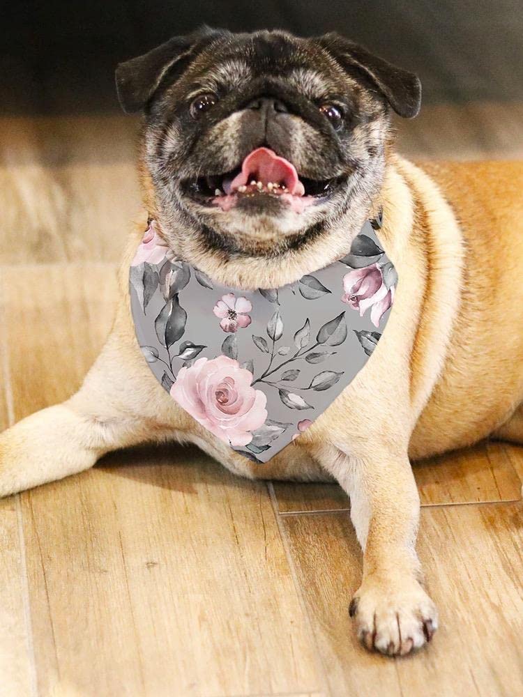Rose Flower Pattern Bandana for Dogs & Cats - Stylish Pet Accessory for Walks, Photos & Special Occasions