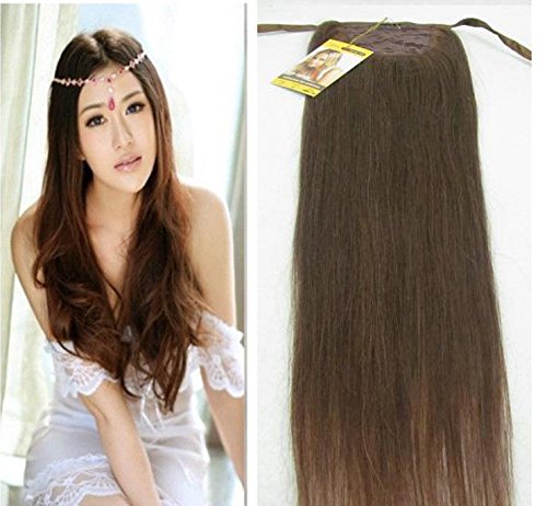 Remeehi 18 Inches Silky Straight High Ponytail Clip-in Human Hair Extensions 80g #18/613 - Perfect for Parties, Weddings & Daily Styling