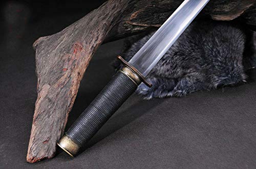 High Manganese Steel Chinese Short Sword - Camping Knife with Razor Sharp Blade #1792 | Perfect for Outdoor Survival, Bushcraft & Martial Arts Training