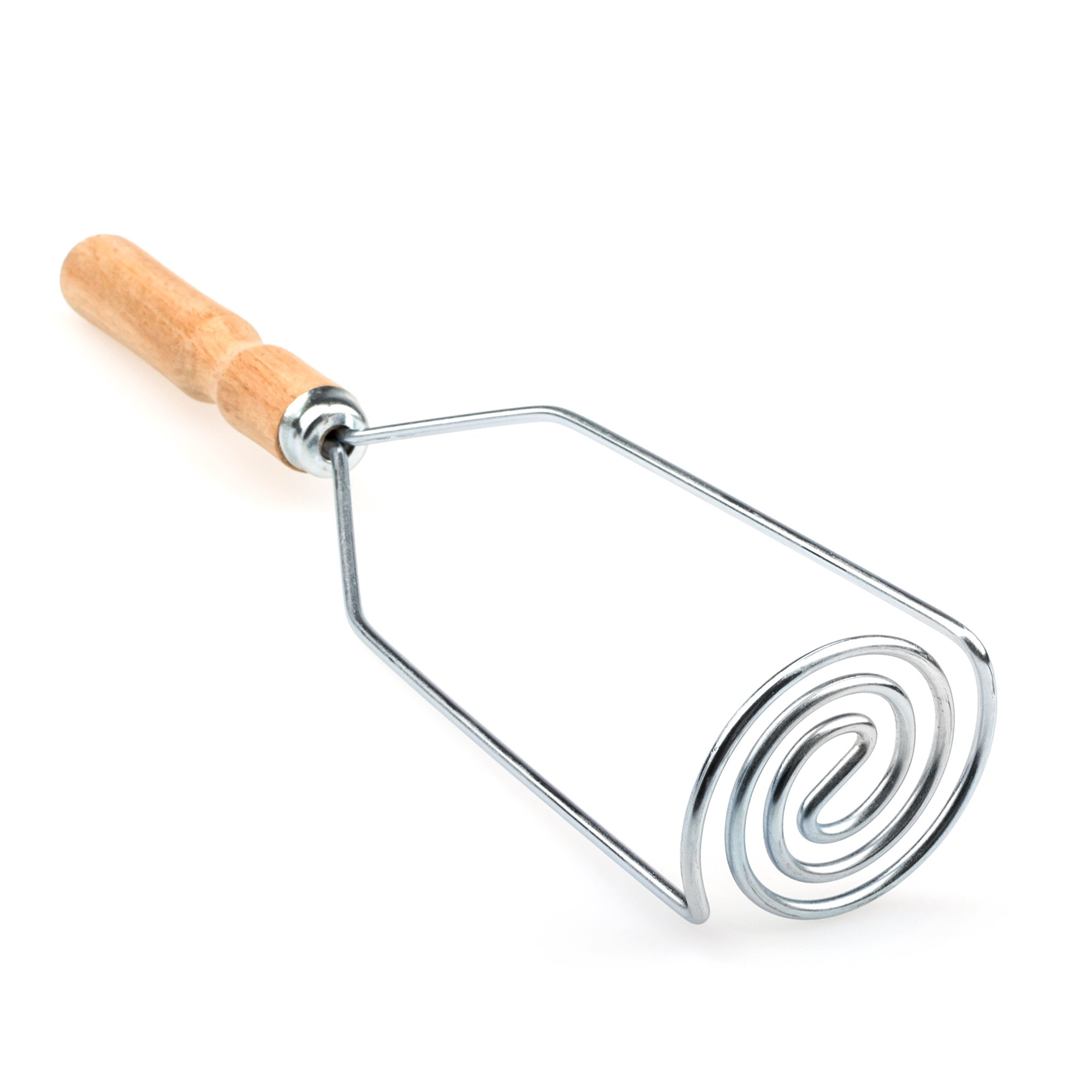 Stainless Steel Spiral Potato Masher with Wooden Handle - Durable Kitchen Tool for Smooth Mashed Potatoes, Perfect for Thanksgiving, Family Dinners & Home Cooking