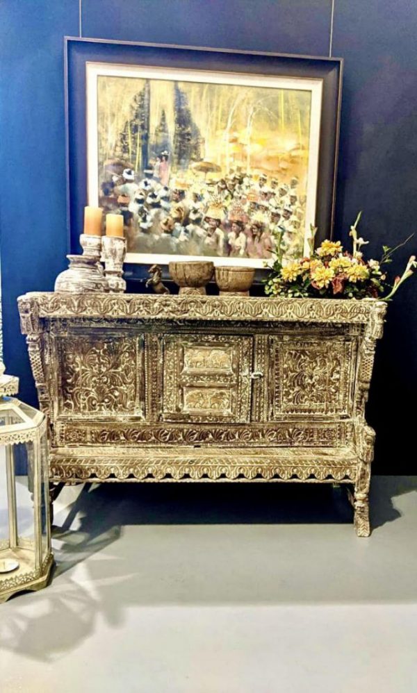 Hand Carved Antique Solid Wood Damchiya Dowry Furniture - Vintage Home Decor for Living Room, Bedroom & Wedding Gifts