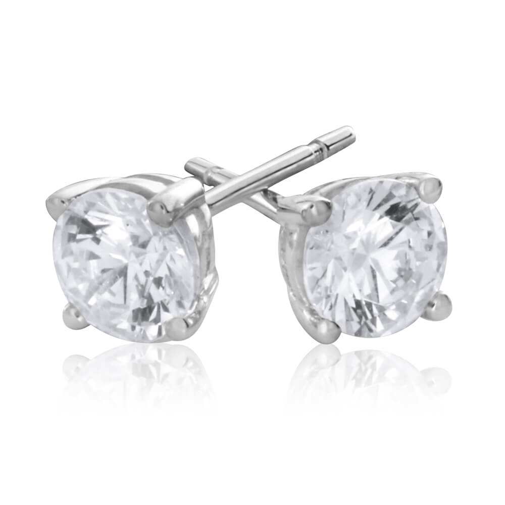 9ct White Gold Cubic Zirconia Stud Earrings for Women - Hypoallergenic Elegant Jewelry Gift for Wedding, Anniversary & Everyday Wear