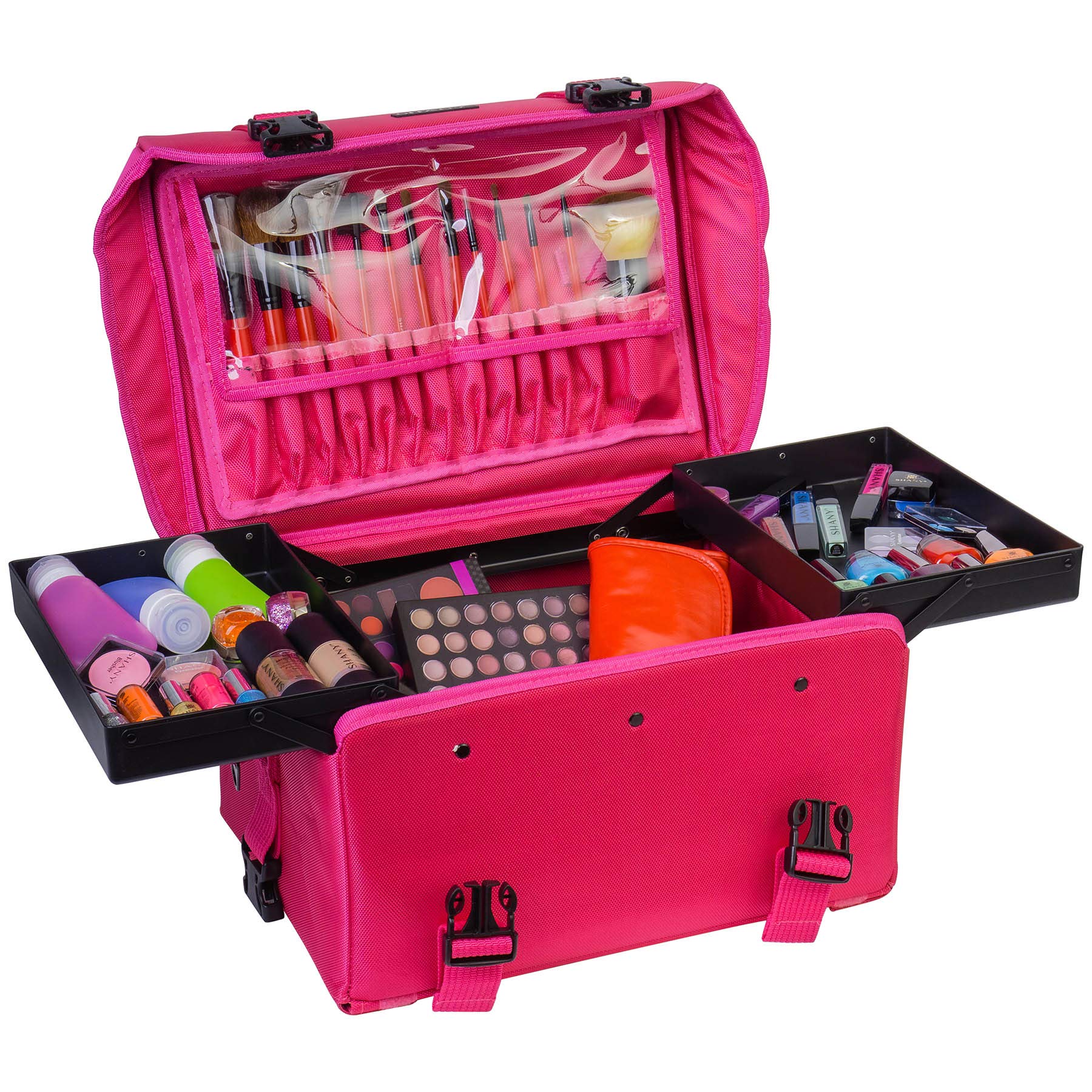 SHANY Professional Makeup Artist Rolling Trolley - Cosmetic Travel Case with Organizer Drawers & Mesh Bags - Portable Beauty Storage for Salon, Bridal, and On-the-Go Makeup Artists - Summer Orchid Design
