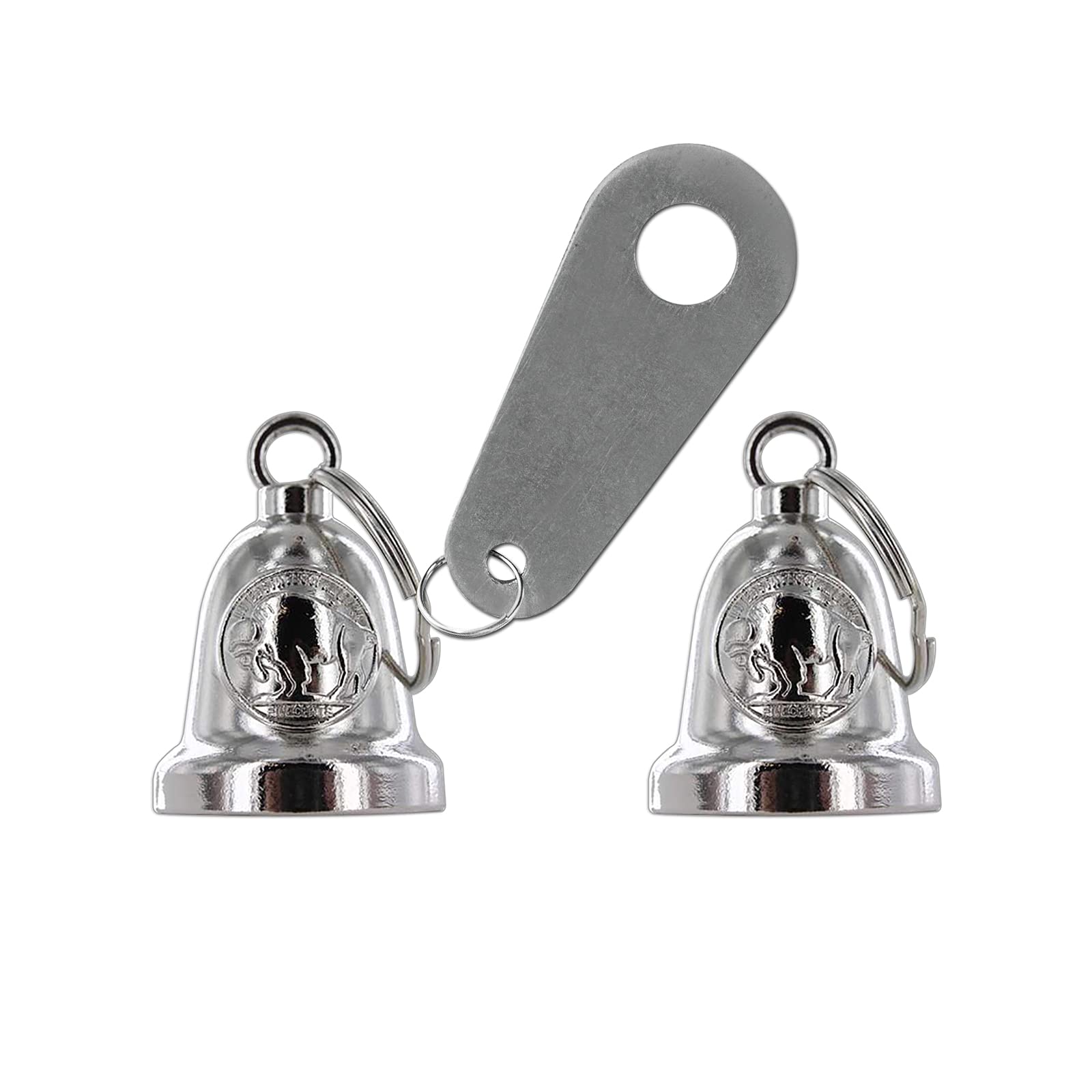 Lucky Motorcycle Biker Bell & Hanger - 2PCS Silver Buffalo Nickel for Bike Accessories & Keychain - Ride Safe & Stylish