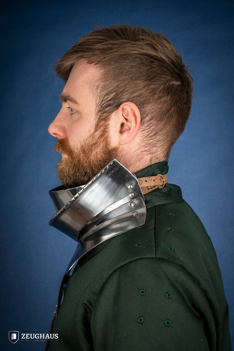 Medieval Articulated Gorget with Bevor - 1.6mm Polished Steel Armor for 1450-1520 Period - Perfect for LARP, Renaissance Fairs & Historical Reenactments