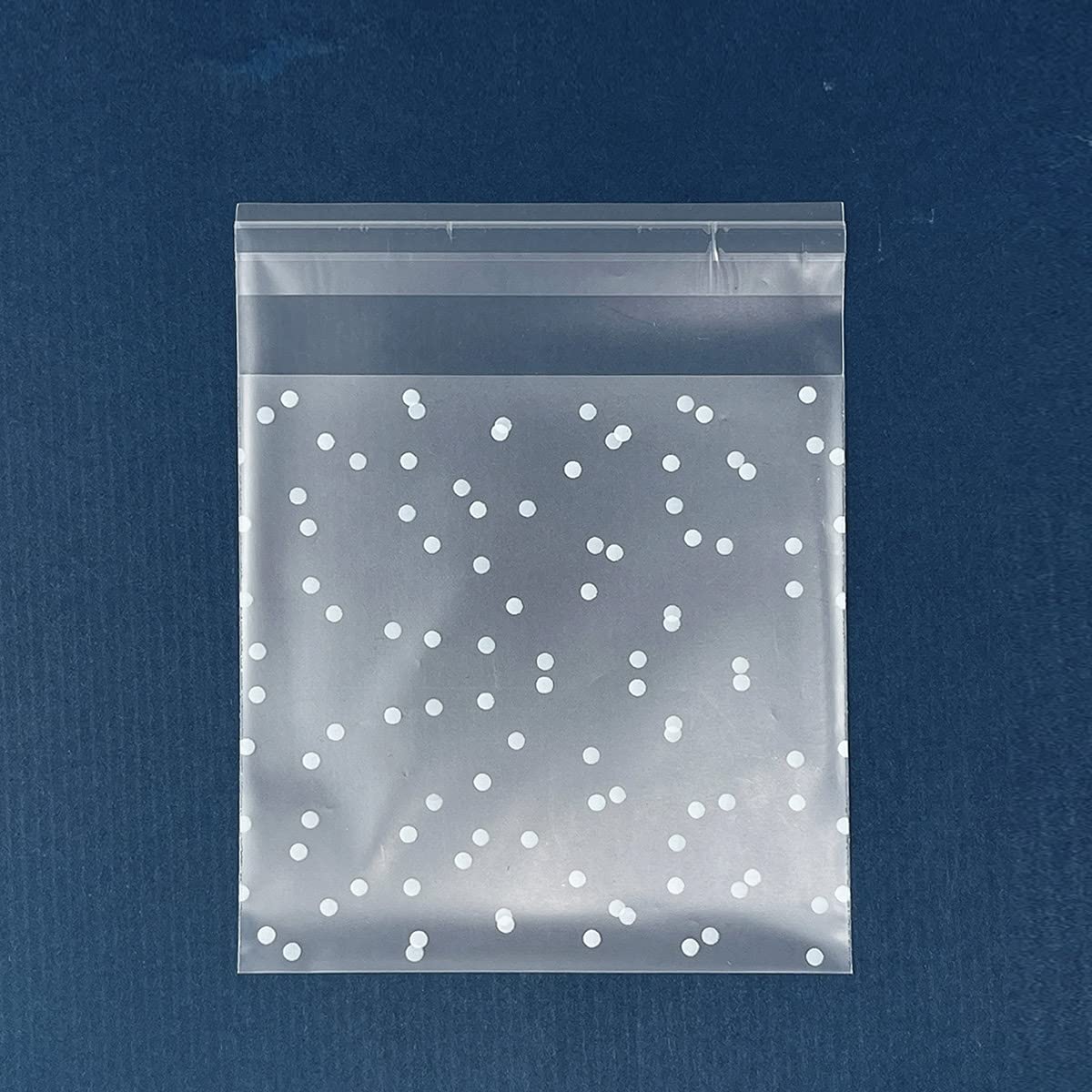 Allydrew 4x4 Inch Clear Self-Adhesive Candy Bags - 200 Pack White Polka Dot Treat Bags for Cookies, Party Favors, Wedding Candy, Baby Shower & Holiday Gifts - Perfect for Baking, Candy Buffets & DIY Crafts