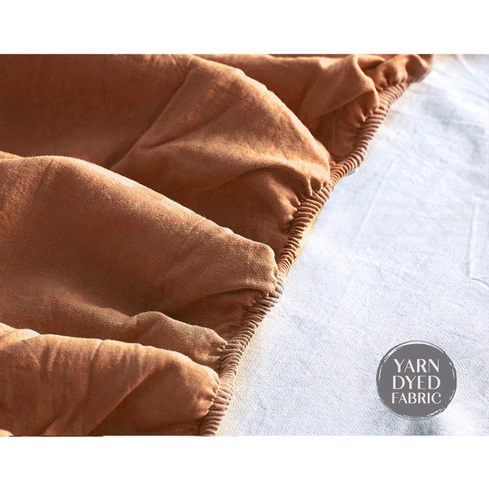 Premium 100% Cotton Sheet Set - Double Size, Soft & Breathable, Orange Brown - Perfect for Cozy Bedrooms, Guest Rooms & Dorm Comfort
