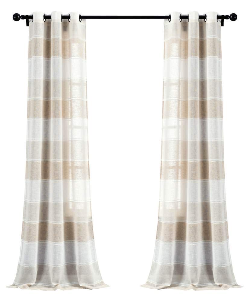Lush Decor Beige Striped Sheer Curtains - 84