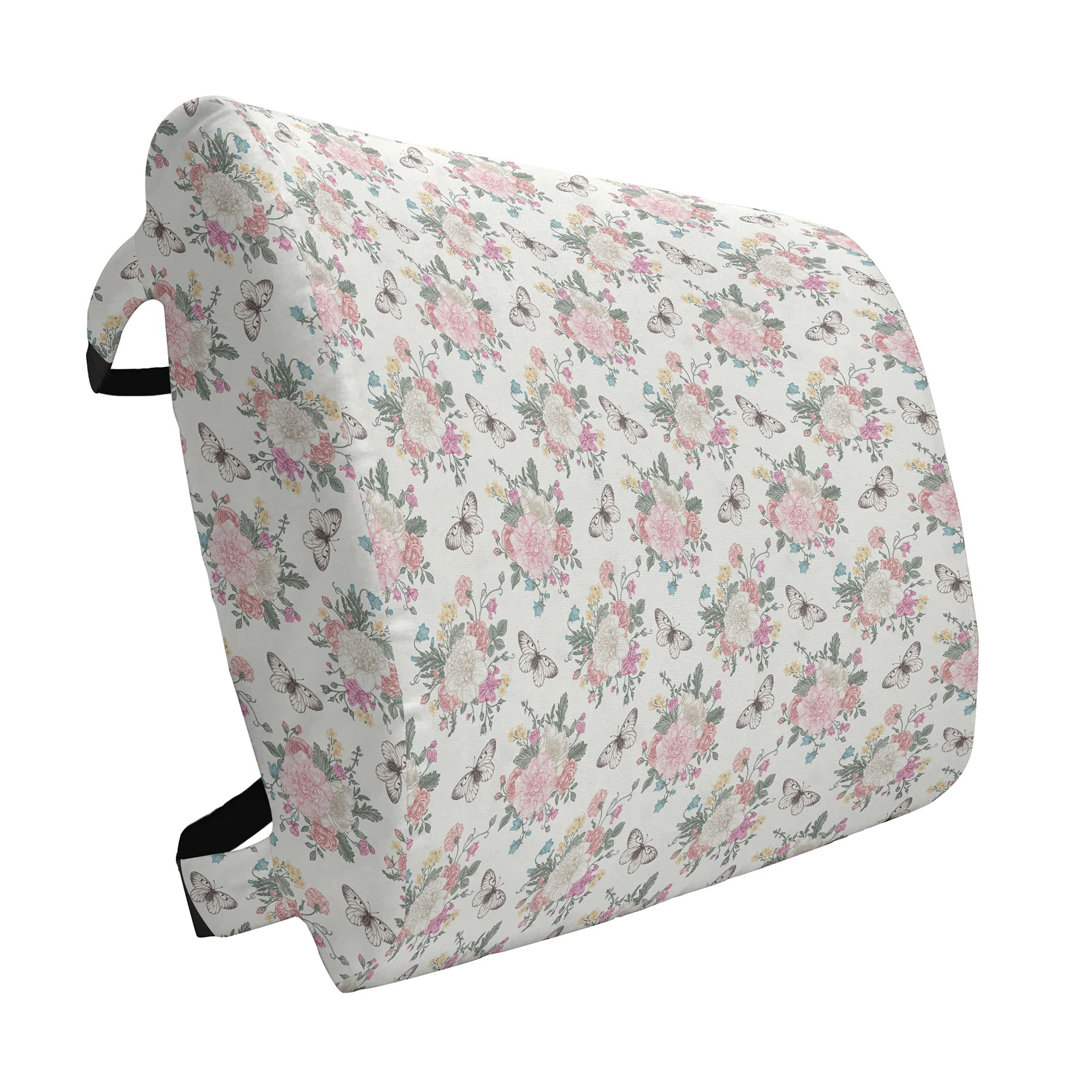 Ambesonne Floral Lumbar Support Pillow - Peonies, Roses & Butterflies Design, High Density Foam for Office Chair & Car Seat (14