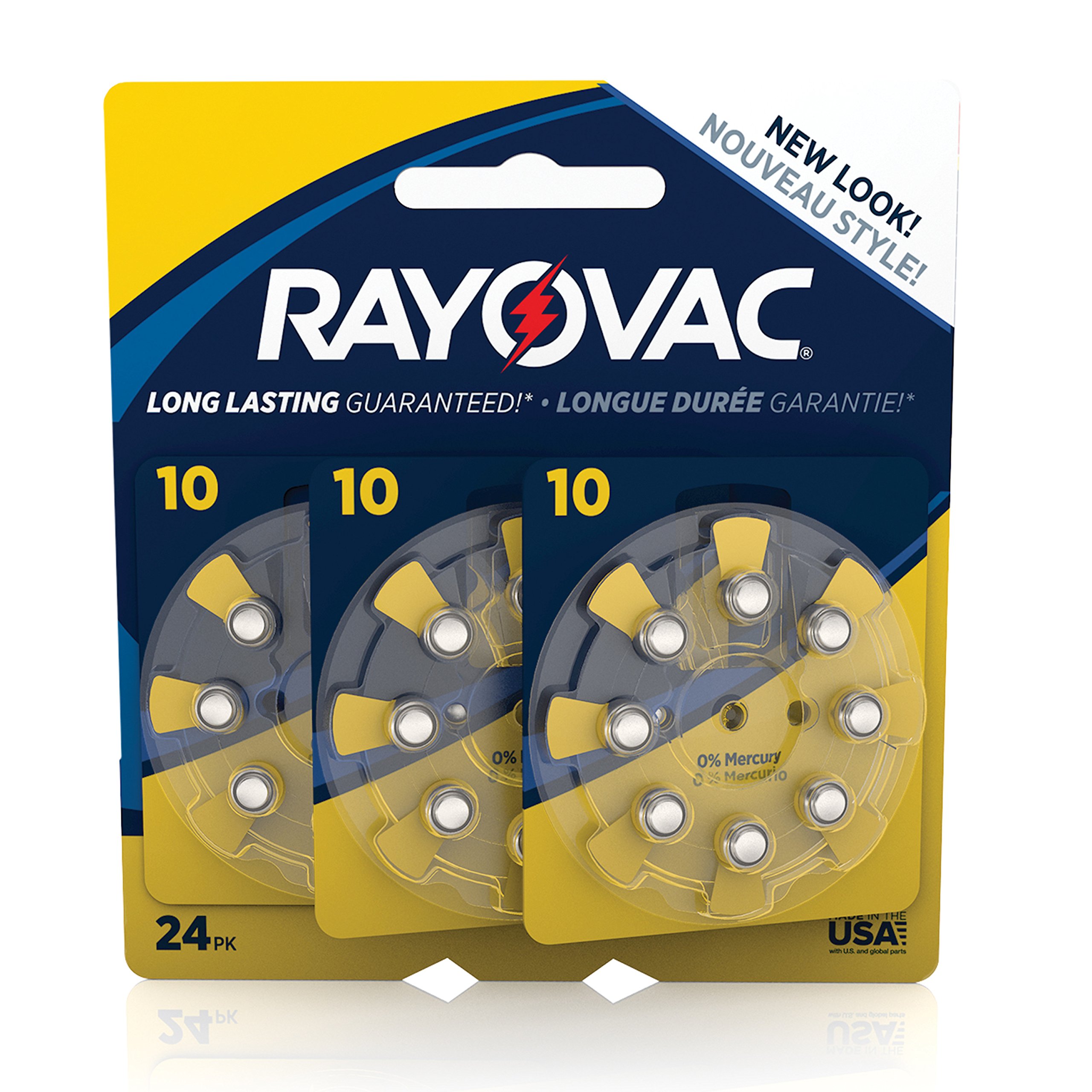 RAYOVAC Size 10 Hearing Aid Batteries - 24-Pack (L10ZA-24ZMB) - Long-Lasting Zinc-Air Power for Hearing Devices | Perfect for Travel, Daily Use & Emergency Preparedness