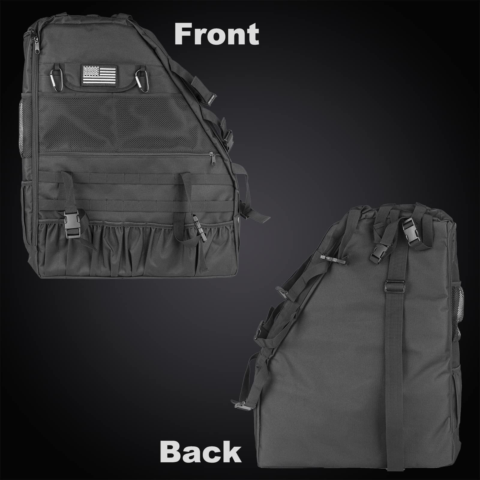 Heavy Duty Roll Bar Storage Bag for 1997-2024 Jeep Wrangler JK TJ LJ & Unlimited JL 4-Door - Multi-Pocket Trunk Organizer & Cargo Cage Saddlebag Tool Kit (2 Pack) - Perfect for Off-Road Adventures, Camping Gear Storage & Jeep Accessories Organization
