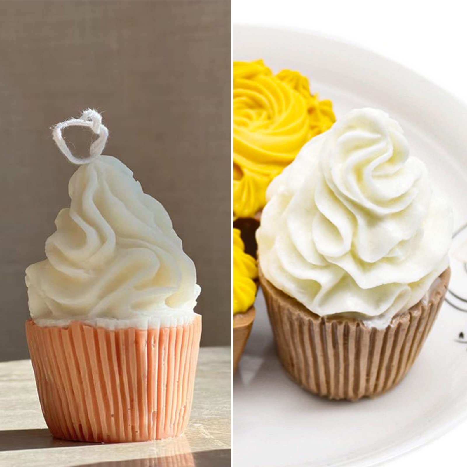 2PCS Silicone Candle Molds - Cupcake Shaped Soap Molds for DIY Epoxy Resin Casting, Cute 3D Ice Cream Chocolate Fondant Cake Molds for Candle, Soap, Wax, Clay Crafts - Perfect for Home Decor, Party Favors & Gift Making