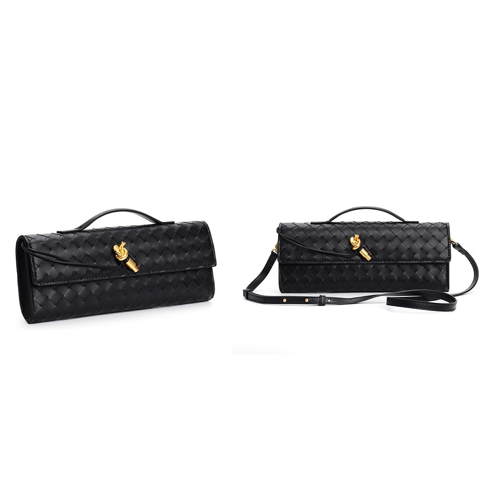 Elegant Women's Evening Clutch Bag with Detachable Chain - Genuine Leather Shoulder Bag & Crossbody Purse for Parties, Weddings & Date Nights