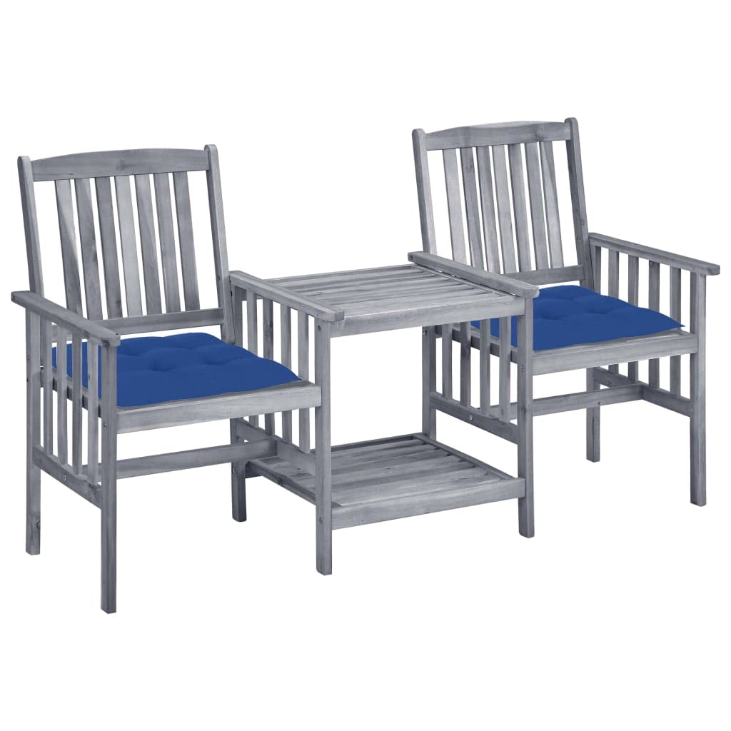 Premium Acacia Wood Patio Dining Set with Tea Table & Cushions - Outdoor Garden Furniture for Bistro, Backyard, Poolside & Patio Seating
