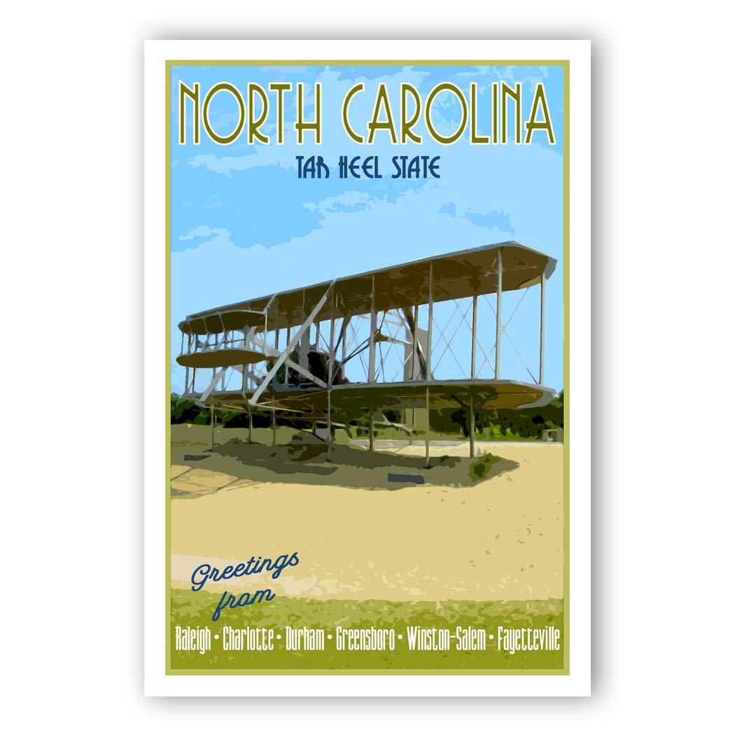 Vintage North Carolina Travel Poster Postcard Set - 20 Identical NC State Souvenir Postcards | USA Made | Perfect for Collectors, Home Decor & Travel Enthusiasts