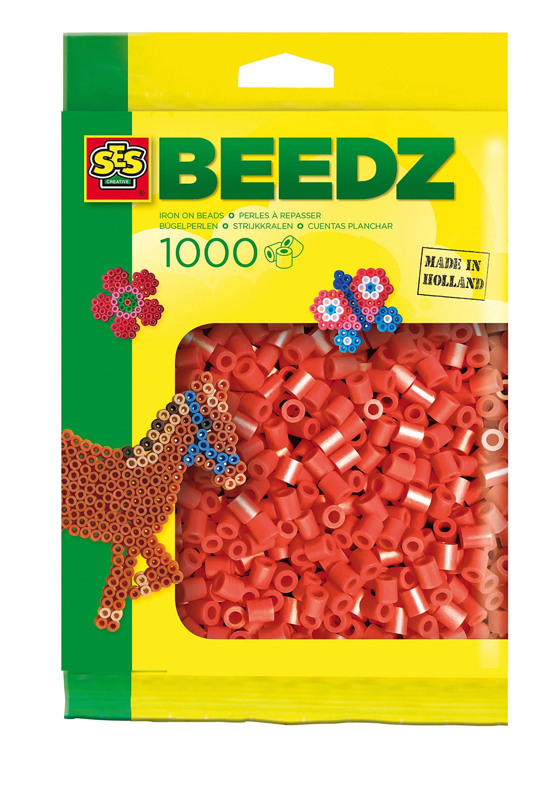 SES Creative Iron-On Beads for Kids - 1000 Pack Red Fusible Beads for DIY Arts & Crafts - Perfect for Making Jewelry, Keychains & Home Decor