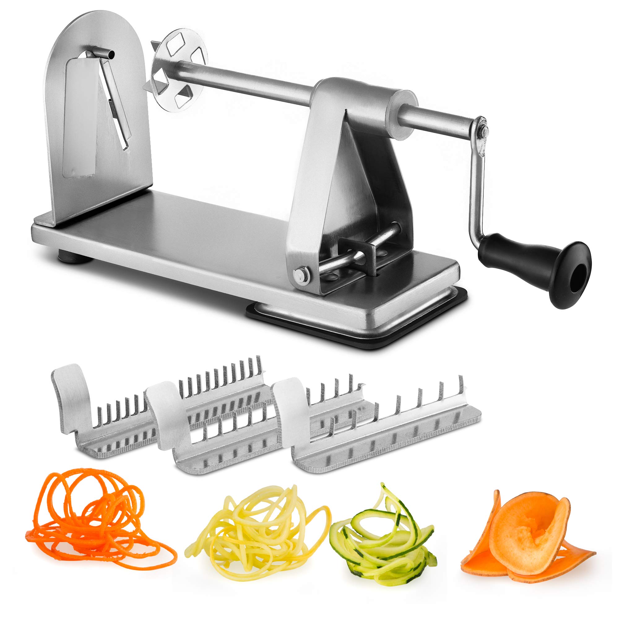 MITBAK Premium Stainless Steel Spiralizer Vegetable Slicer - 3-Blade Zoodle Maker for Zucchini, Carrots & More | Heavy Duty Kitchen Tool for Low Carb, Keto, Paleo & Vegan Diets | Perfect for Salads, Pasta Alternatives & Meal Prep | Non-Slip Suction Base for Safe Cutting | Ideal for Healthy Cooking & Weight Loss Recipes