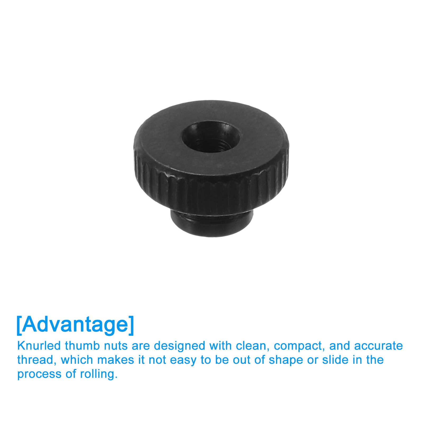 12Pcs M3 Carbon Steel Knurled Thumb Nuts - High Head Through Hole Black Fasteners for 3D Printer Parts & DIY Projects | Easy Grip for Assembly & Maintenance