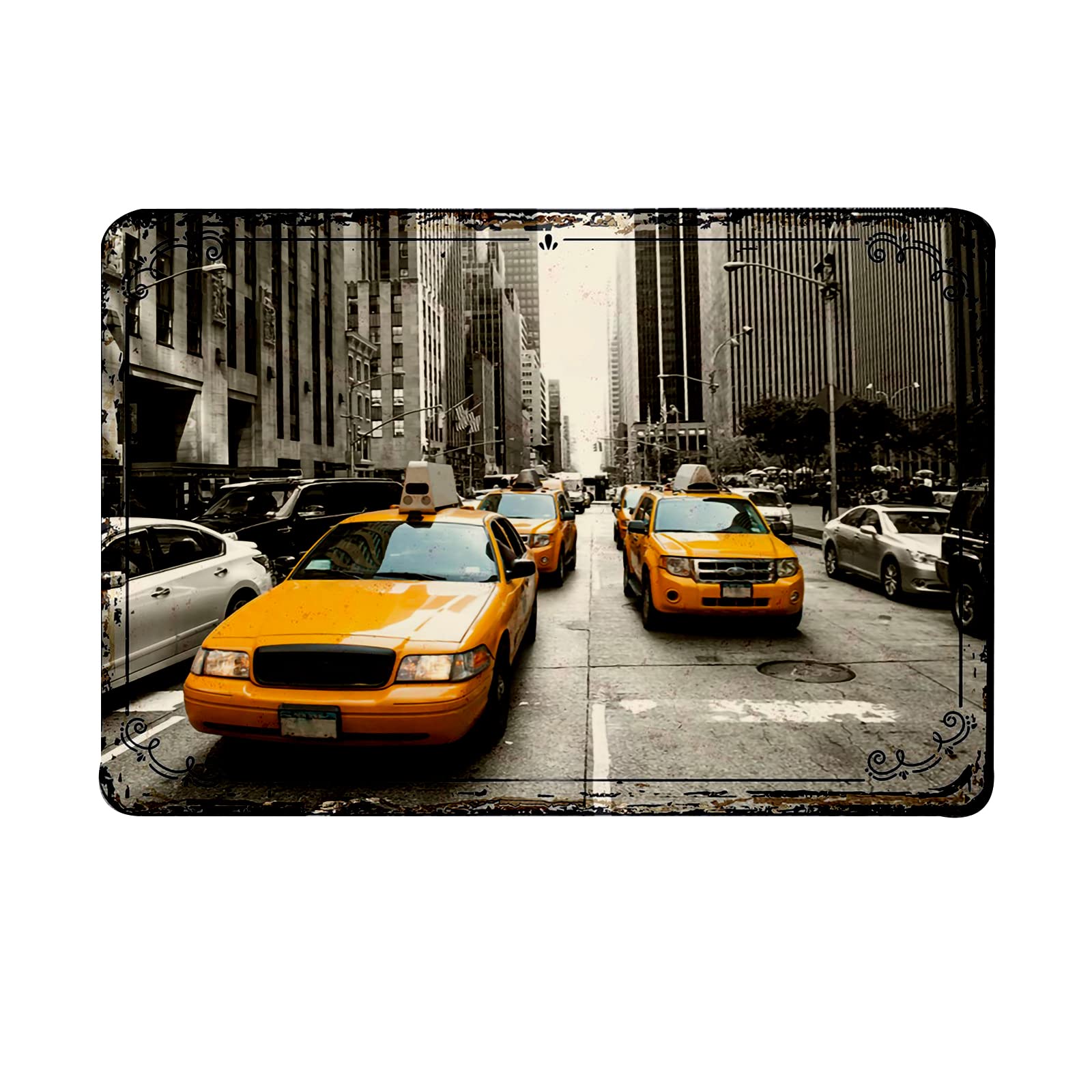 NYC Yellow Cab Taxi Metal Wall Art - 8x12 Inch (20x30cm) Minimalist Canvas Print for Outdoor & Indoor Decor - Perfect for Urban Apartment, Office, or City-Themed Room Décor