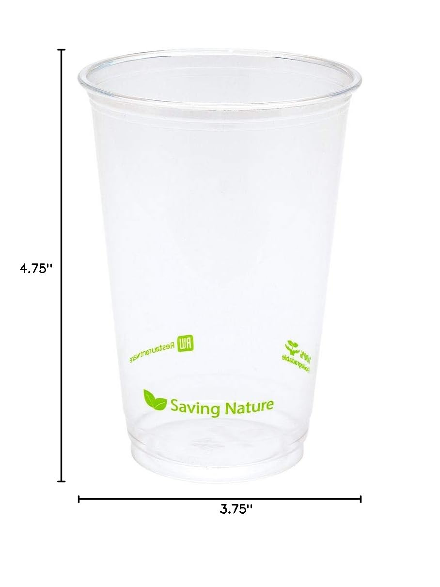 Eco-Friendly 16 oz Disposable Cold Cups - 1000 Pack Plant-Based PLA Plastic Clear Drinking Cups for Water, Soda & Juice | Sustainable Party & Restaurantware | Zero Waste Solution for Events, Catering & Home Use