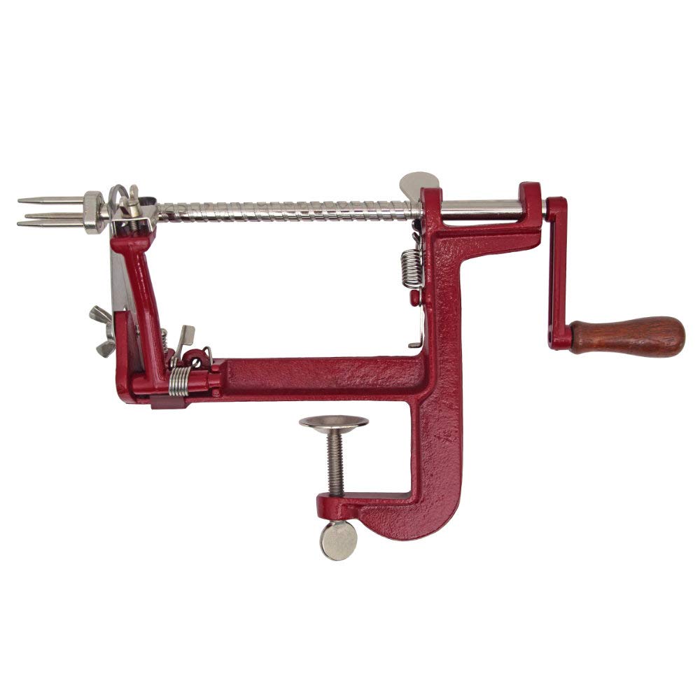 Premium Heavy Duty Cast Iron Peeler with Stainless Steel Corer & Slicer - Professional Apple Peeler with Secure Clamp Base - Perfect for Making Apple Pies, Apple Crisps, and Fruit Preparations