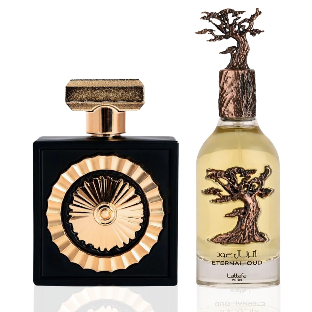 Lattafa Pride Nebras & Eternal Oud EDP Spray - 100ml (3.4oz) Long Lasting Unisex Perfume for Men & Women | Luxury Arabian Fragrance Bundle | Perfect for Date Night, Special Occasions & Daily Wear