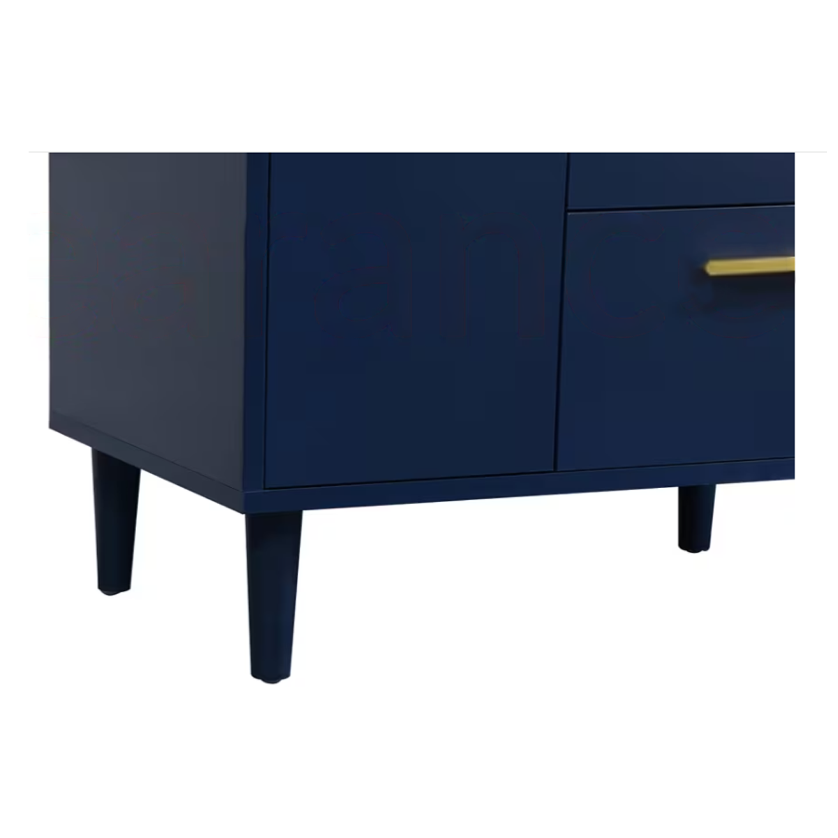 VF47036MBL 36 x 22 Inch White Floor Mount Vanity Top with Faucet Hole & Blue 3-Drawer Vanity Base - Perfect for Bathroom Remodeling and Small Space Solutions