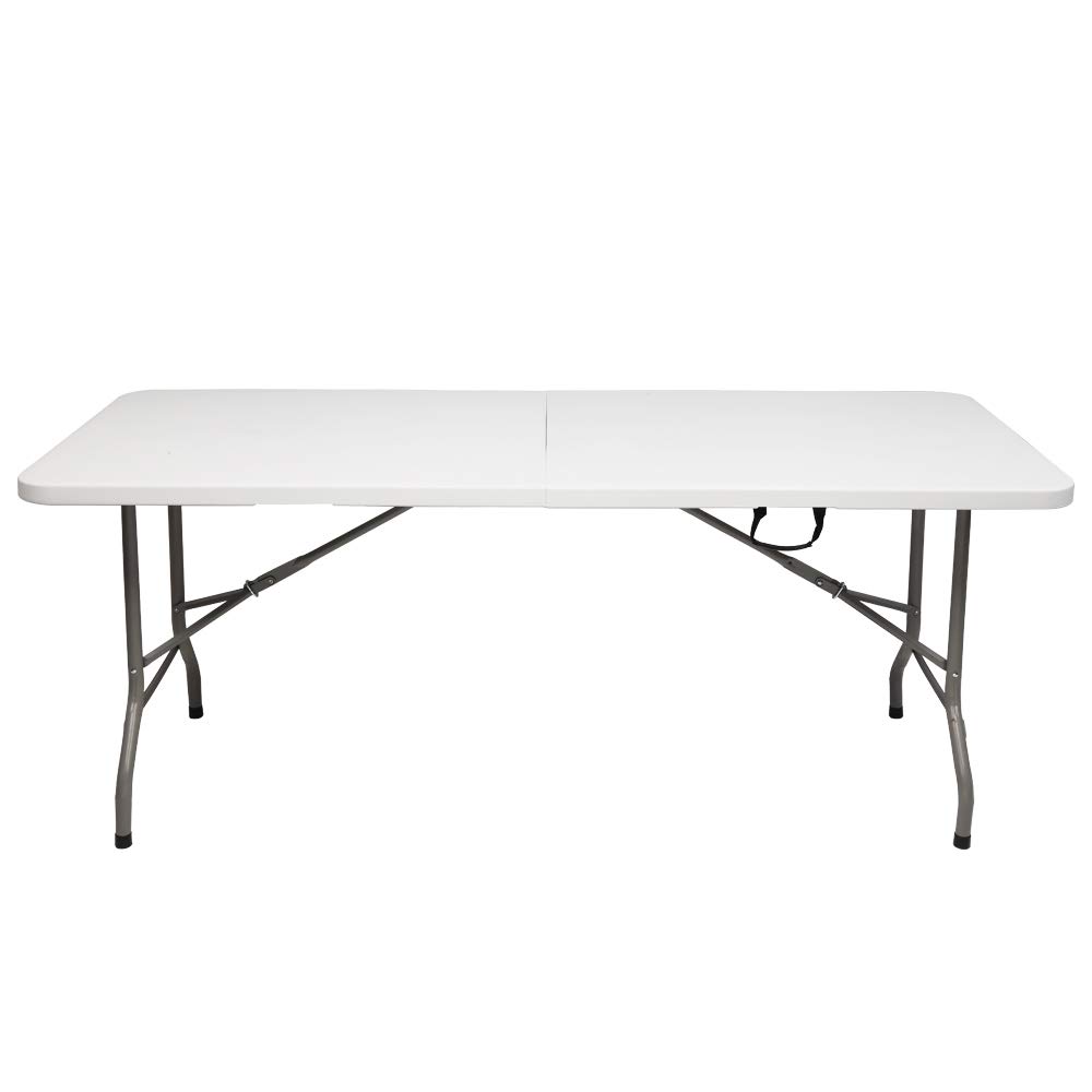 Foldable 6-Foot Plastic Utility Table - Heavy Duty Folding Table for Kitchen, Outdoor Parties, Weddings, Picnics & Camping (72.05 x 29.92 x 29.13 Inches) | Portable Dining Table, Card Table & Commercial Use Surface for Events, Tailgating & Home Organization