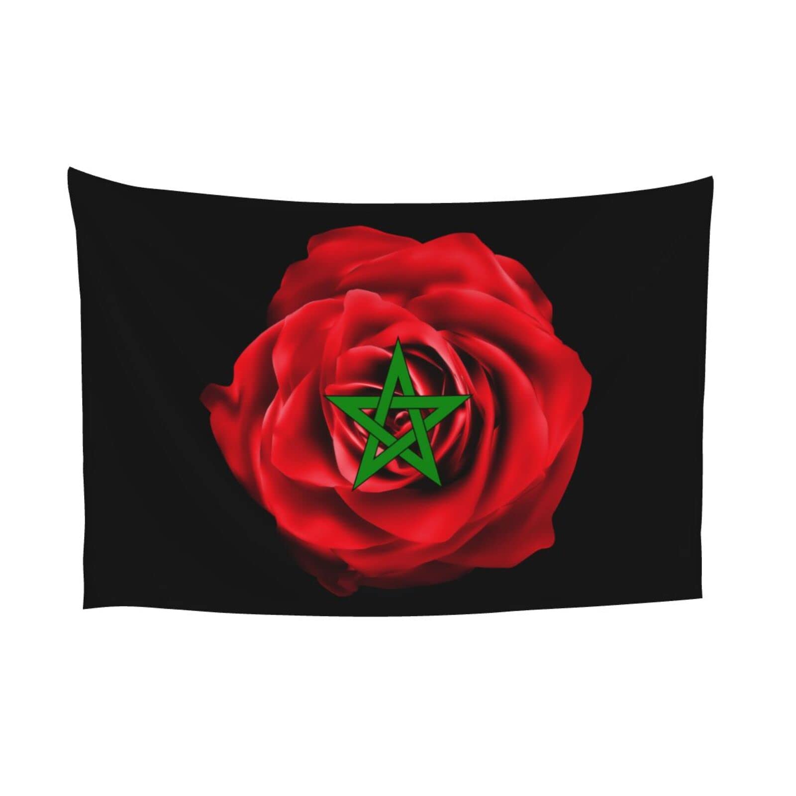 Moroccan Flags and Roses Tapestry Wall Hanging - 60x40 Inch Boho Home Decor for Living Room, Bedroom, Dorm - Perfect for Bohemian Style Interior Design