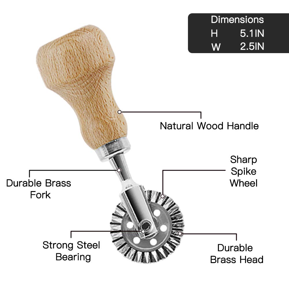 MASTER FENG Ravioli Stamp Maker & Cutter Set with Roller Wheel - Wooden Handle Pasta Press Mold with Fluted Edge - Kitchen Tool for Homemade Dumplings & Pasta (MF-146) - Perfect for Italian Cooking, Meal Prep & Family Dinners