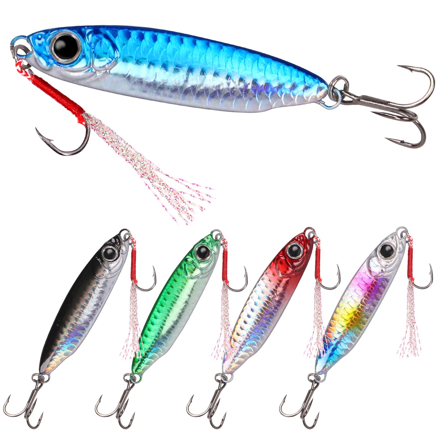 Saltwater Jigs Fishing Lures with Ultra-Sharp Hooks - Premium Spoon Lures for Tuna, Salmon, Grouper - Heavy Duty Sea Fishing Jigging & Trolling Lures for Bass, Snapper - Perfect for Deep Sea Fishing & Offshore Angling Adventures