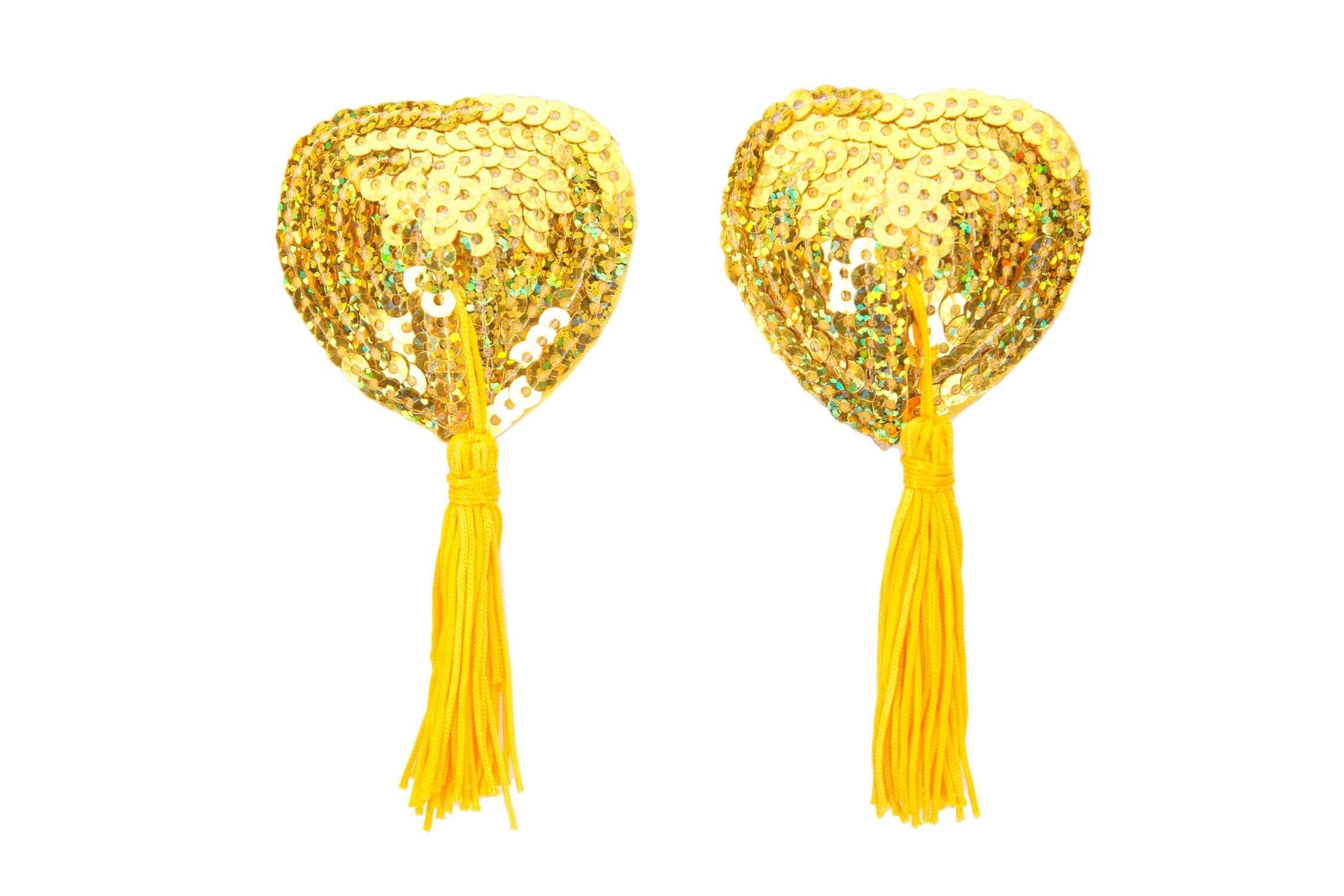 Sparkling Gold Sequin Nipple Tassels - Burlesque Accessories for Bachelorette Parties, Costumes & Sensual Performances