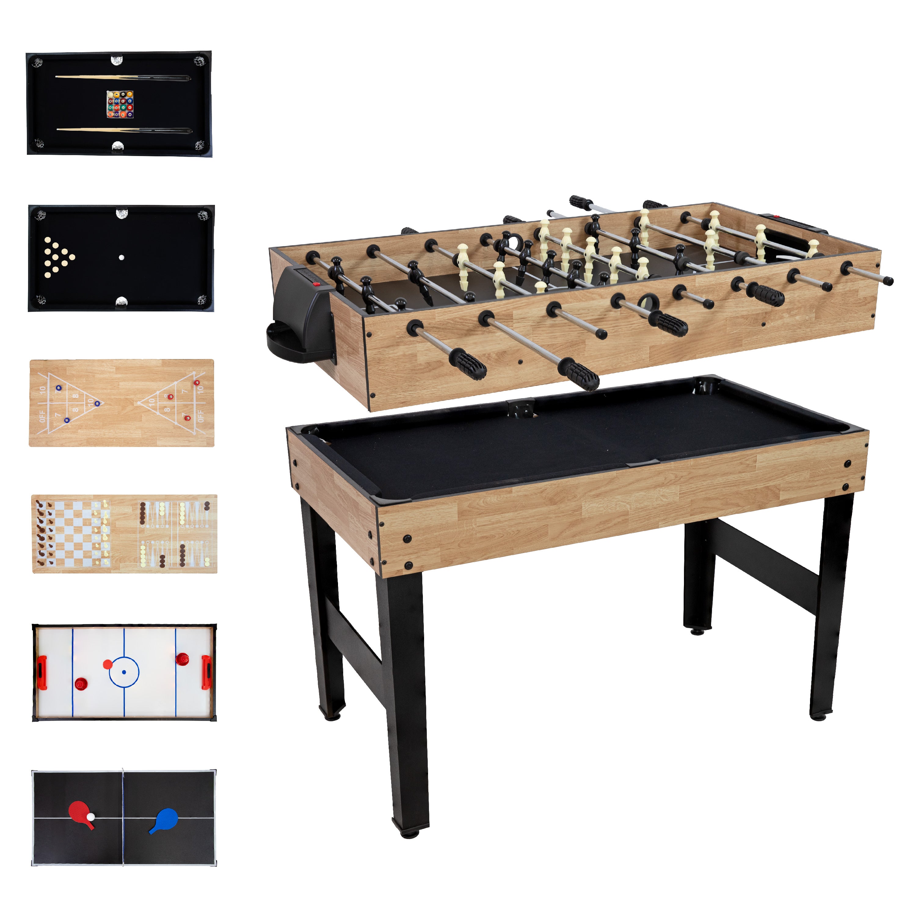 10-in-1 Multi Game Table Set for Indoor & Outdoor Fun - 49.5 Inch Classic Board Games Collection - Perfect for Family Game Nights, Parties, and Backyard Entertainment