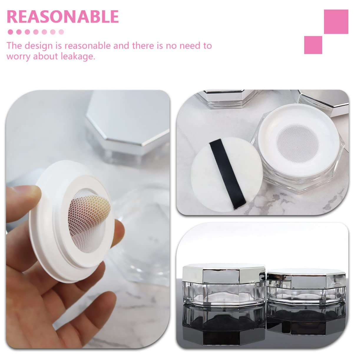 Minkissy Compact Mirror & Reusable Loose Powder Box - Portable Empty Powder Container for Makeup Touch-Ups | Travel-Friendly, Simple Design for On-the-Go Beauty Essentials