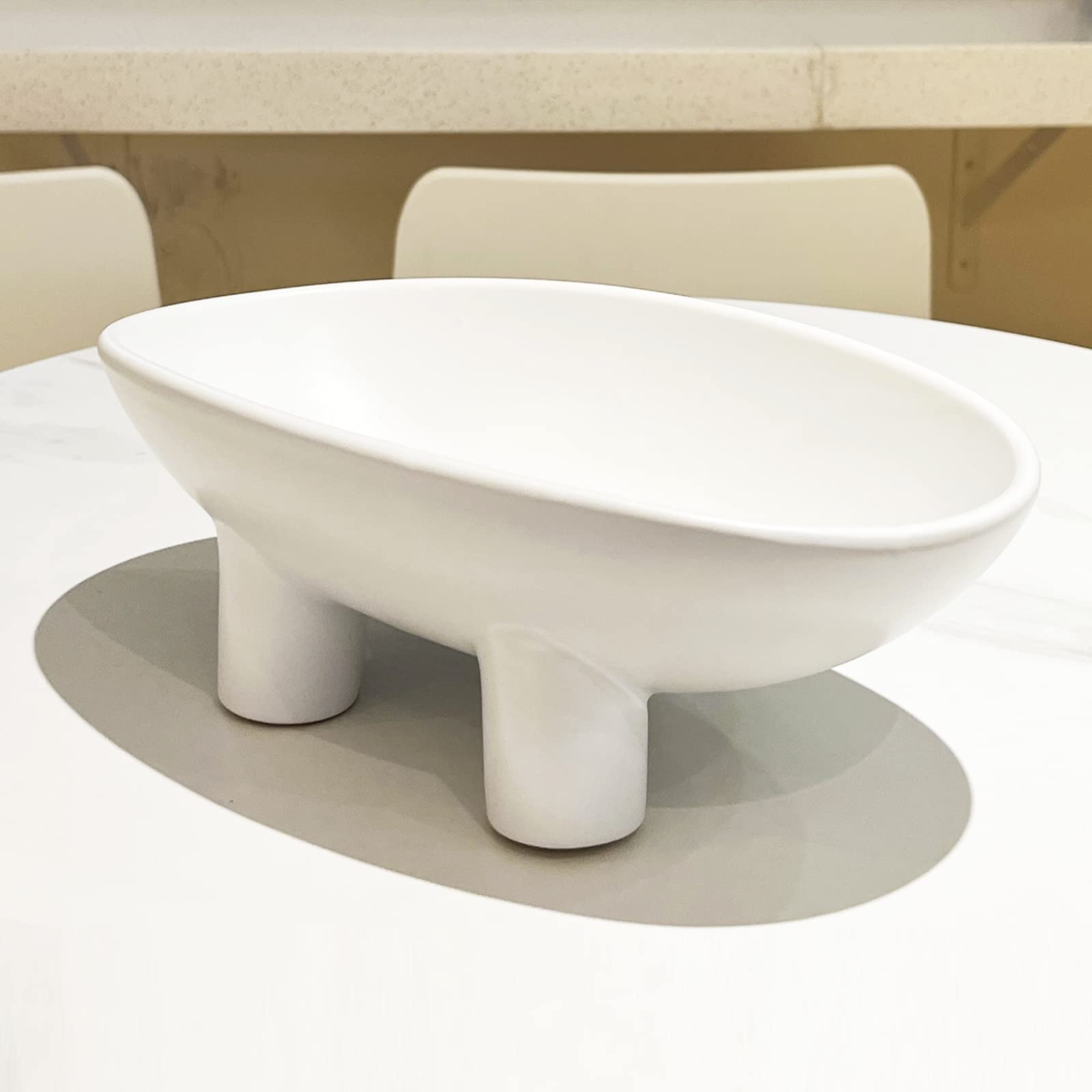 White Ceramic Fruit Bowl - Large Oval Decorative Serving Dish for Fruits, Candy & Home Decor (16.5 x 7.2 x 7.48 inches) | Perfect for Dining Table Centerpiece, Kitchen Counter Display & Party Snack Serving