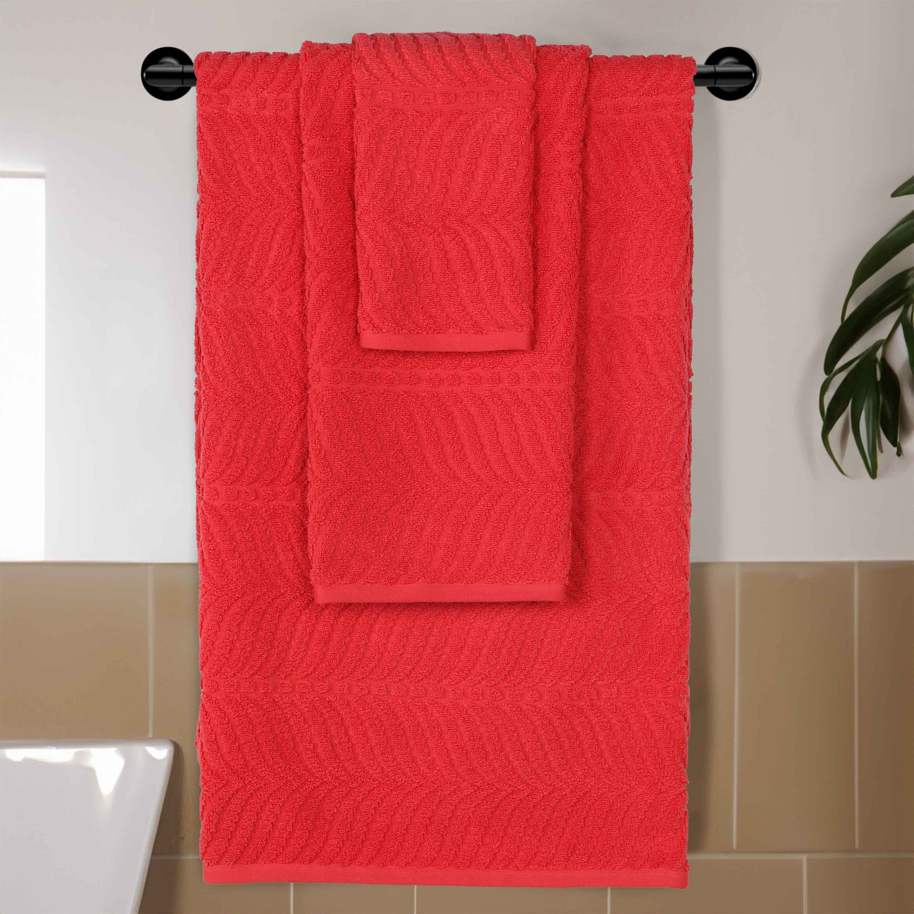 Premium Zero Twist Cotton Jacquard Towel Set - 3-Piece Luxury Bath Towels with Elegant Chevron Pattern | Soft & Absorbent for Spa, Bathroom & Guest Use