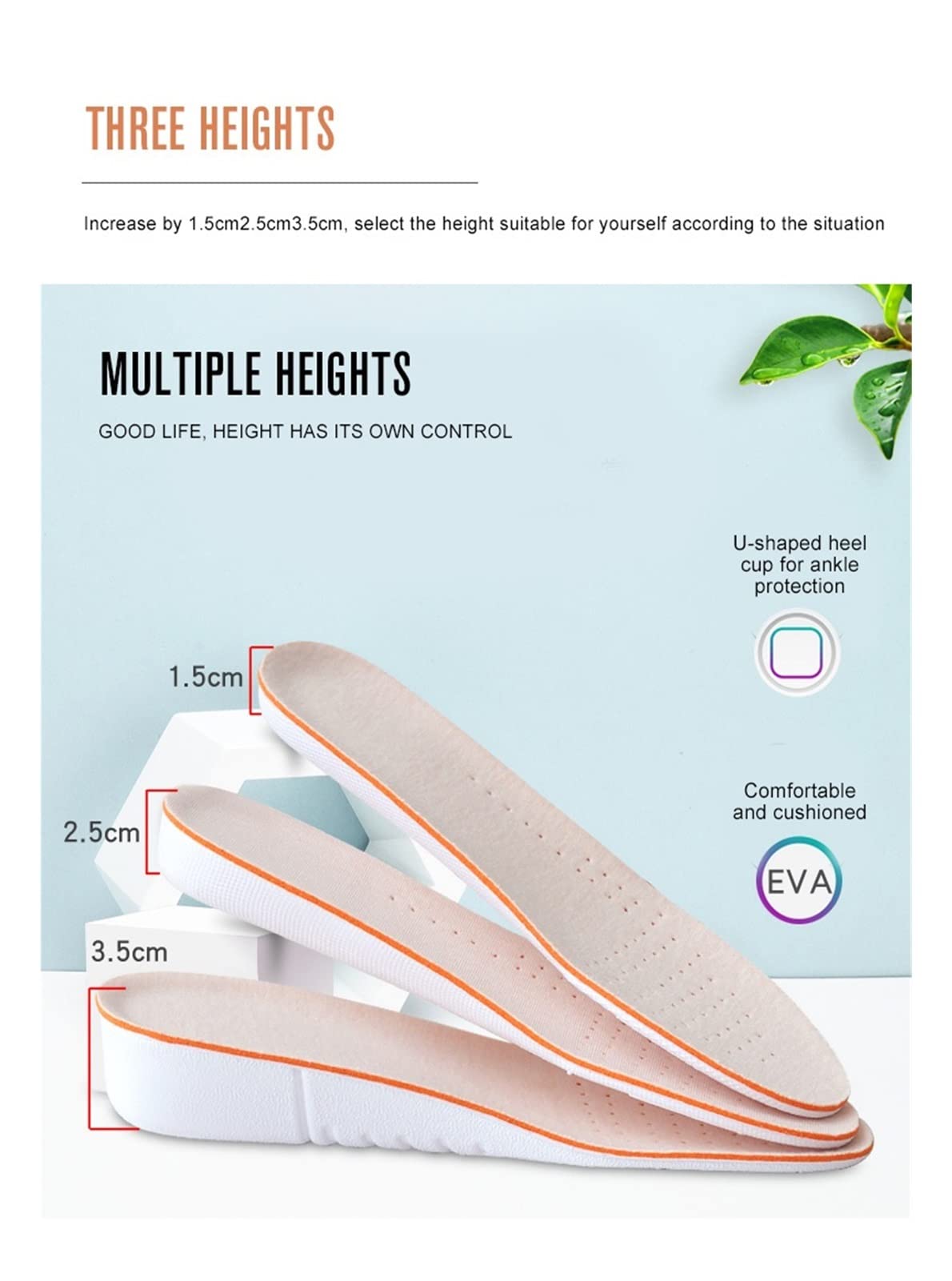 Unisex Height Increase Insoles - Arch Support & Breathable Shoe Inserts for Women & Men - 2.5cm Heel Lift Elevator Insoles (Size 41-45) - Perfect for Dress Shoes, Boots & Everyday Comfort