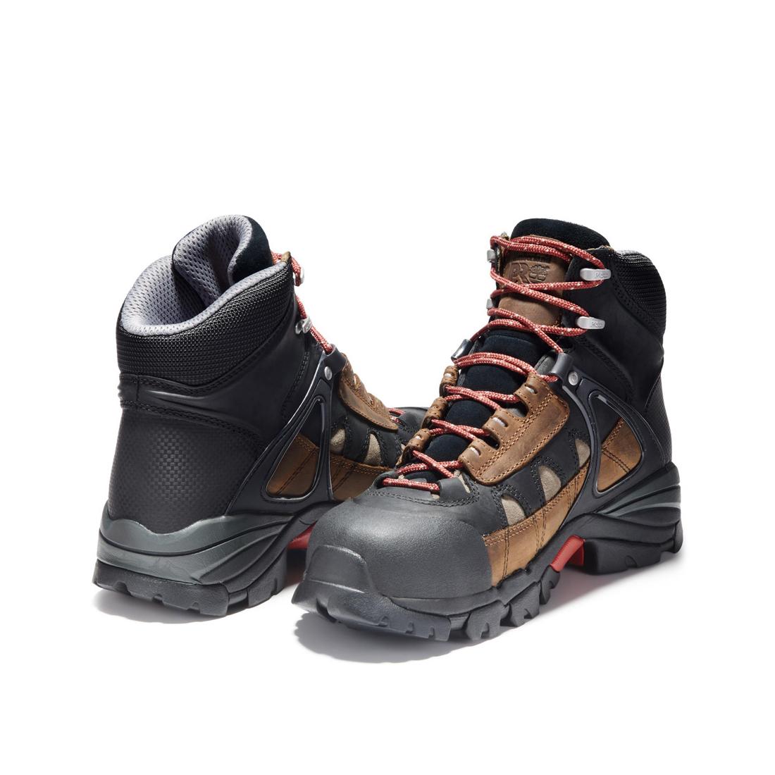 Hyperion 6 Inch Alloy Toe Waterproof Work Boots for Men - Brown Safety Shoes for Construction, Warehouse & Outdoor Work - Slip Resistant & Comfortable Work Footwear