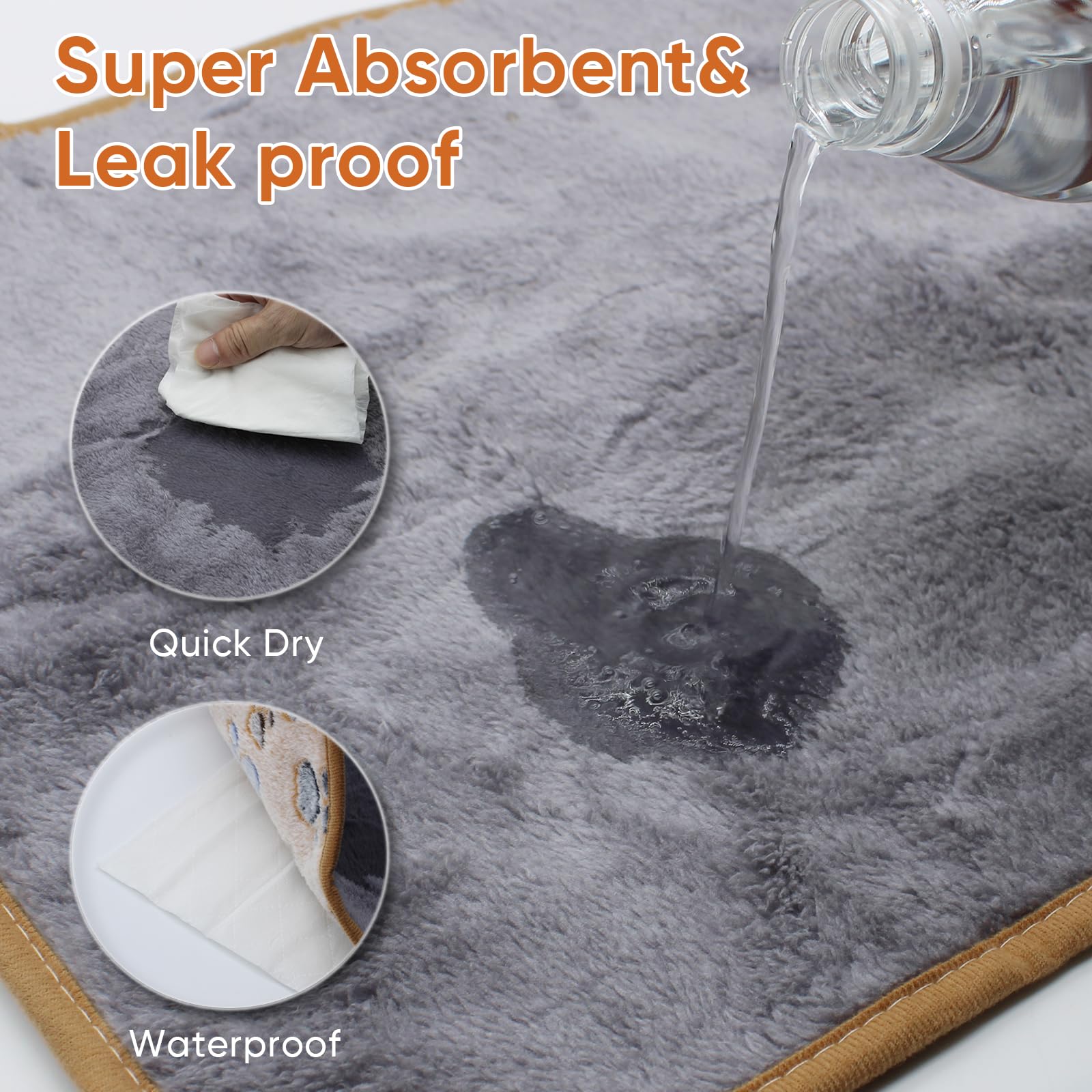 1 Pack 3 Waterproof Dog Blankets for Small Dogs - Washable Pet Blankets with Double-Sided Soft Flannel Fleece Cover - Puppy Pads for Dog Bed & Couch (23x16 Inches) - Perfect for Travel, Crate Training & Home Use