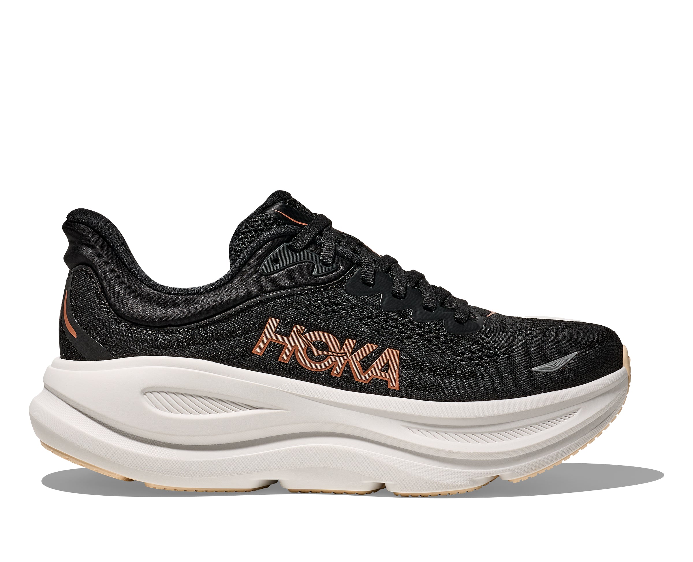 Hoka Bondi 9 Women's Running Shoes - Black Rose Gold | Cushioned Comfort for Long Distance Running, Walking & Everyday Wear