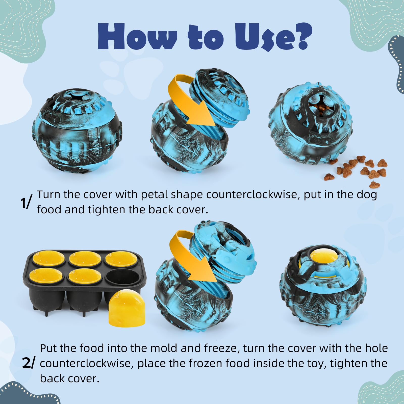 4-in-1 Interactive Dog Toys - Frozen Treat Puzzle Ball, Durable Rubber Chew & Fillable Treat Dispenser for Mental Stimulation | DIY Freezable Chew Toy for Boredom Relief & Dental Health | Perfect for Indoor Play, Training Rewards & Anxiety Relief