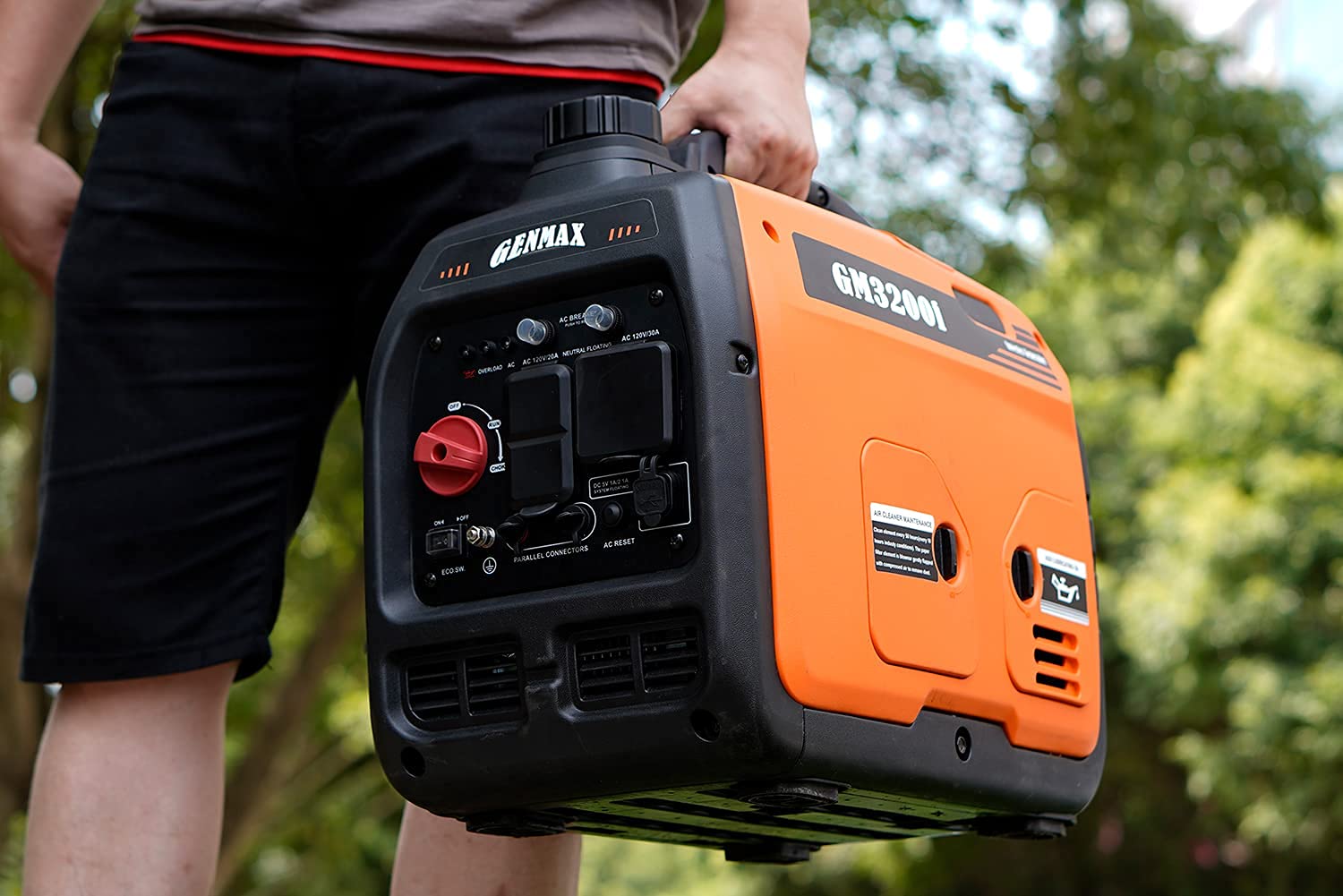 GENMAX Portable Inverter Generator - EPA Compliant, Eco-Mode, Ultra Lightweight & Quiet - Perfect for Home Backup Power, RV Camping & Outdoor Adventures