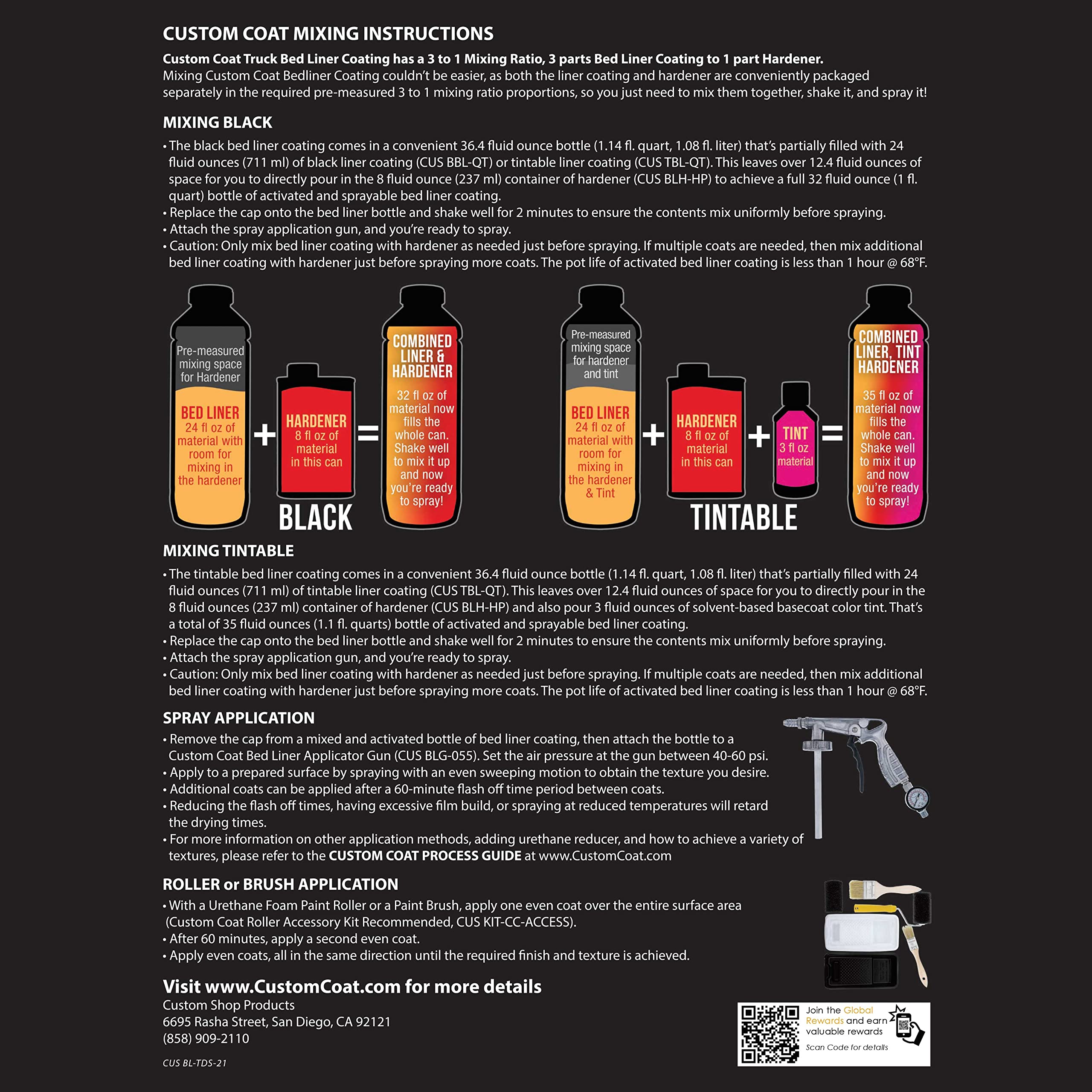 Custom Coat Blood Red 2 Gallon (8 Quart) Urethane Spray-On Truck Bed Liner Kit with Spray Gun & Regulator - Easy Mixing, Textured Protective Coating for Rust Prevention - DIY Auto, Truck, SUV, Van Bedliner Application - Perfect for Off-Road Vehicles & Work Trucks
