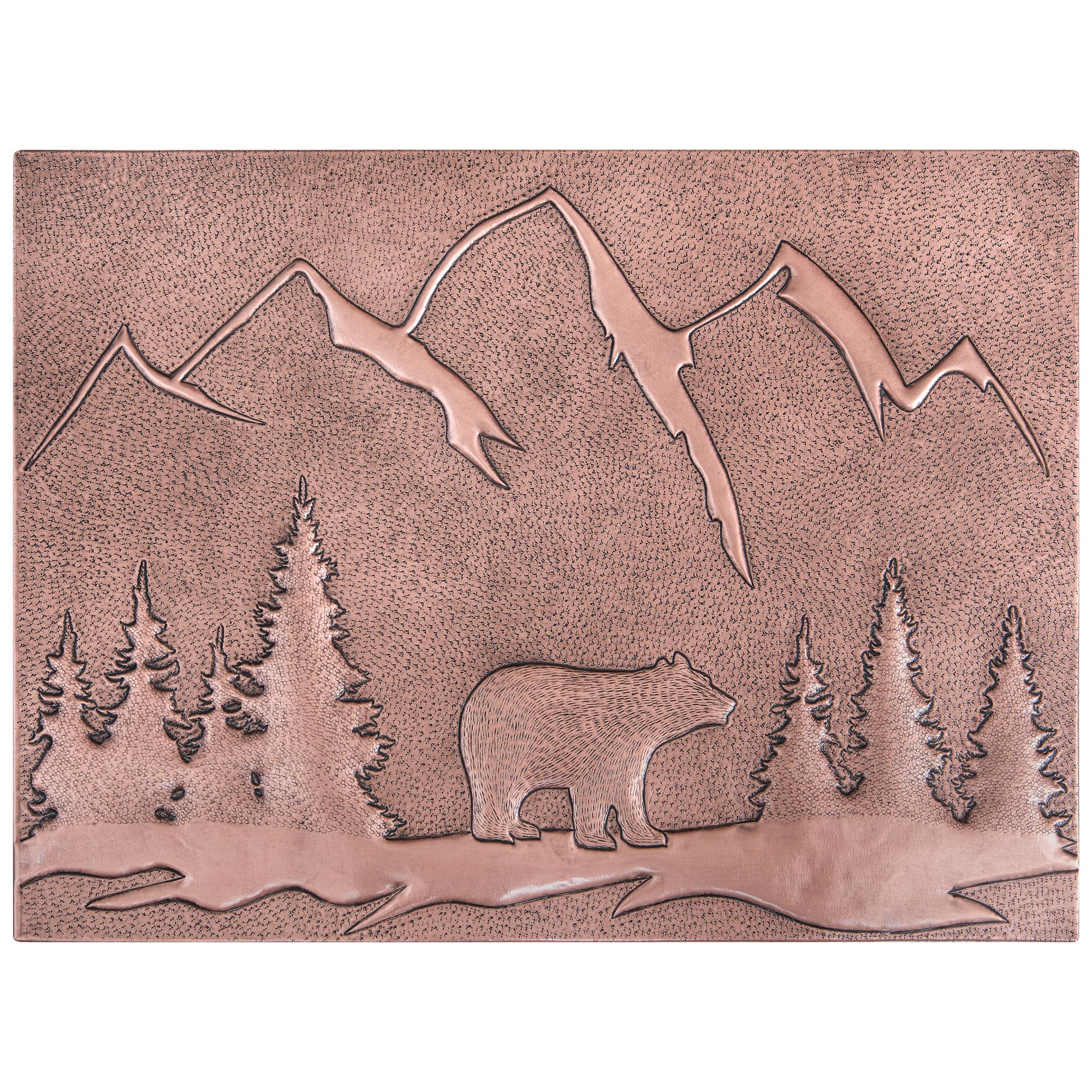 Handmade Custom Copper Backsplash Panel - Bear in the Forest Design for Kitchen & Bathroom Wall Decor | Indoor & Outdoor Use | Rustic Home Improvement & Unique Housewarming Gift