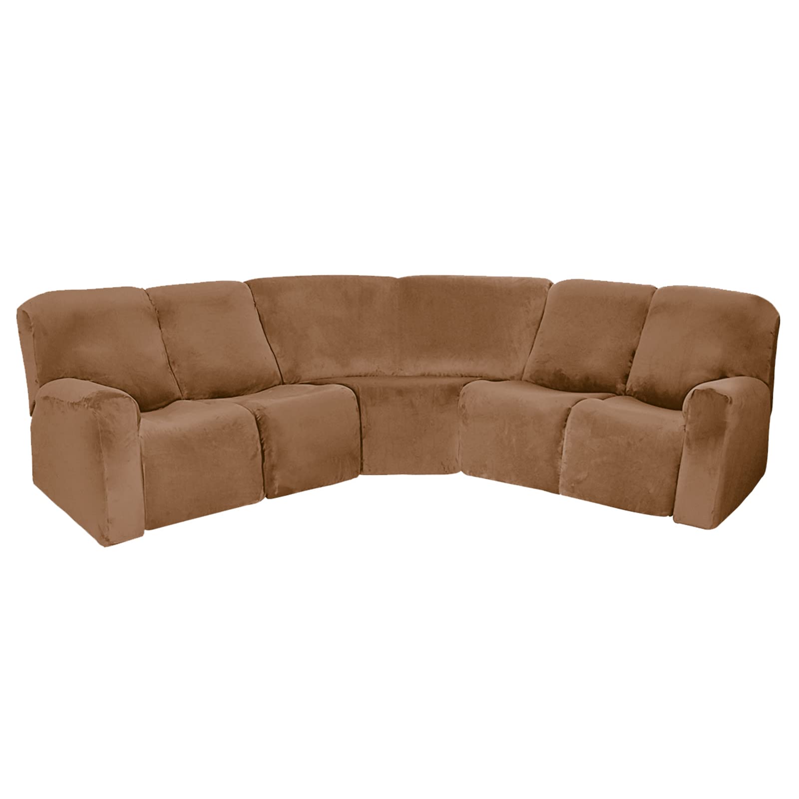 7-Piece Velvet Stretch Sectional Sofa Covers - Soft Washable Recliner Furniture Protector for 5-Seat Reclining Couches & Loveseats | Perfect for Living Room, Home Theater & Family Room Protection