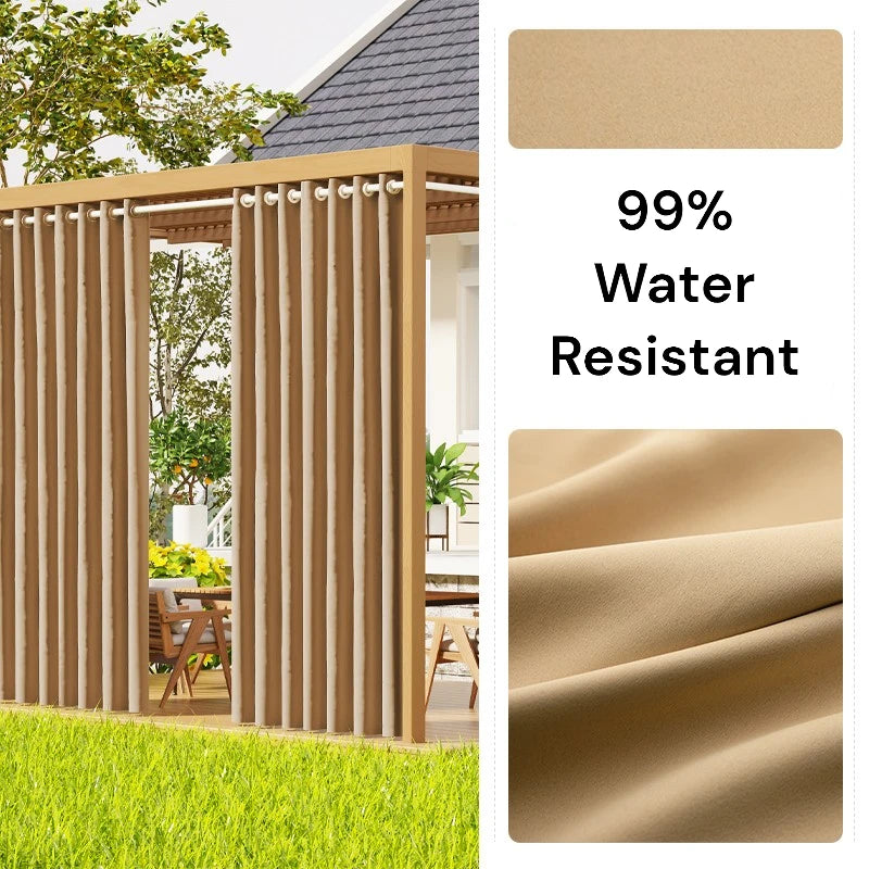 Durable All-Weather Antibacterial Outdoor Curtains - Custom Size for Patio, Deck, and Poolside Privacy - Waterproof & UV Resistant