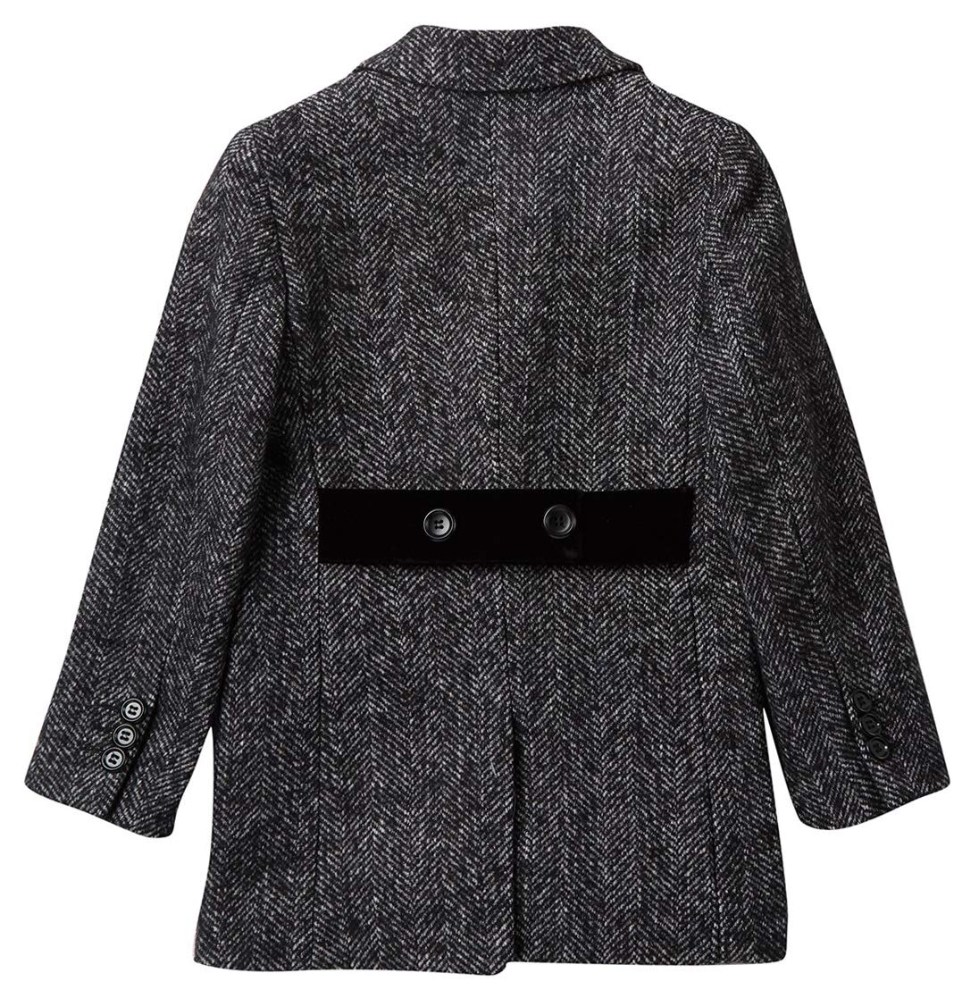 Isaac Mizrahi Boys' 2-20 Single Breasted Velvet Lapel Herringbone Wool Overcoat | Winter Formal Coat for Kids | School, Church & Special Occasions
