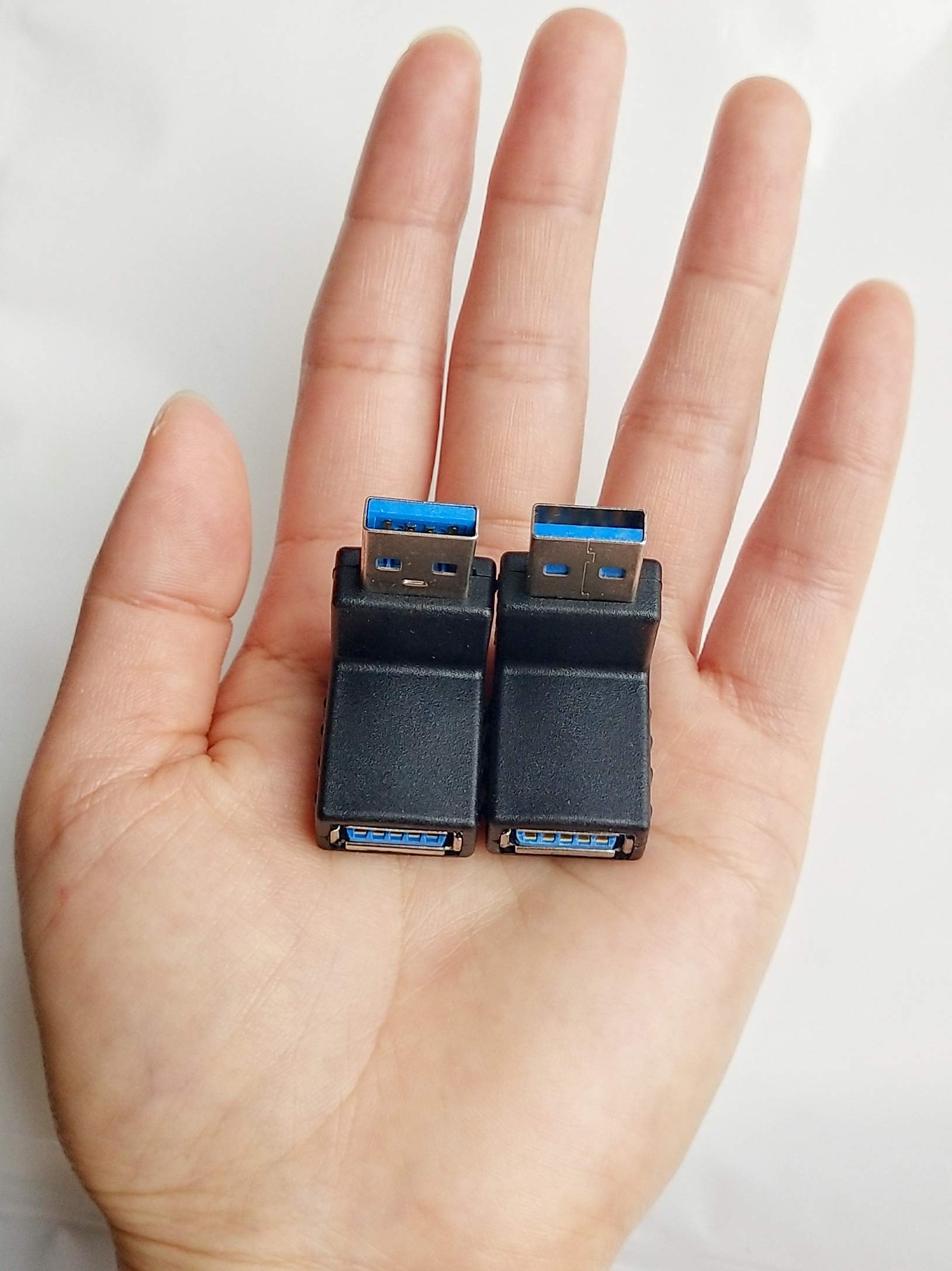 USB 3.0 Male to Female Right Angle Adapter - 90 Degree Up/Down Connector for Laptop, PC, TV & Gaming Setup | High-Speed Data Transfer Extension Cable for Tight Spaces