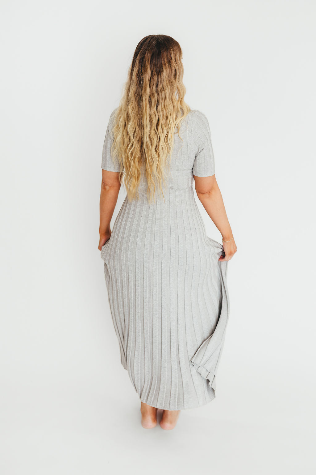 Oakley Ribbed Maxi Dress - Heather Grey Maternity Dress for Pregnancy | Bump Friendly, Comfortable & Stylish for Everyday Wear, Baby Showers & Special Occasions